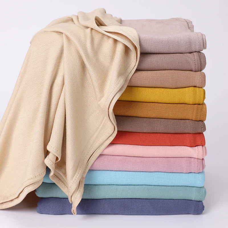 Muslim Jersey Hijab Scarf Women Long Solid Color Head Wrap For Women Hijabs Scarves Ladies Muslim Veil Jersey Hijabs