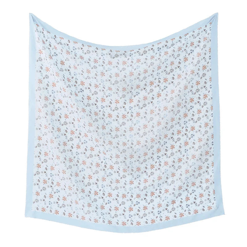 Wholesale 110*110cm Printed Viscose Scarf Malaysia Floral Square Hijabs Laser Edge Maldives Scarves Premium Muslim Woman Hijabs