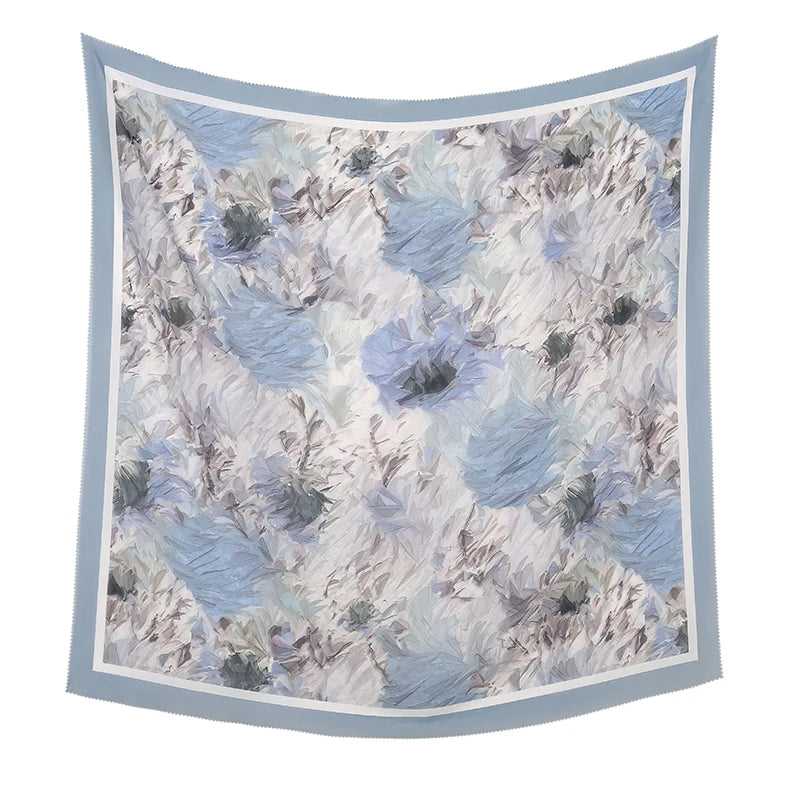Wholesale 110*110cm Printed Viscose Scarf Malaysia Floral Square Hijabs Laser Edge Maldives Scarves Premium Muslim Woman Hijabs