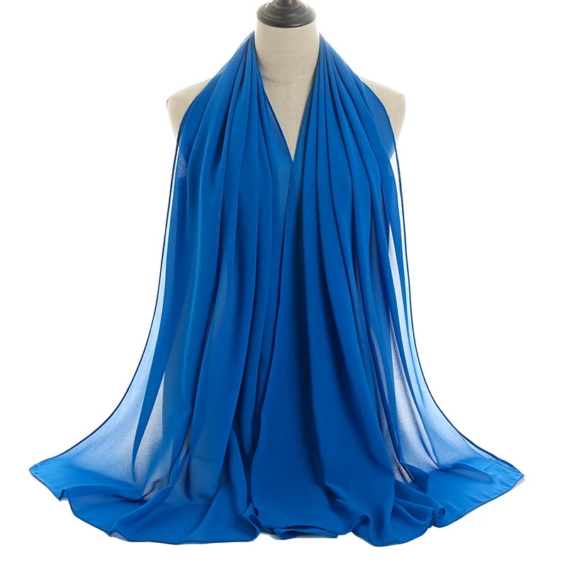 Ramadan Muslim Chiffon Hijabs For Woman Plain Color Headscarf Long Shawl Scarf Women Jersey Hijabs Ladies Islam Voile Hijab