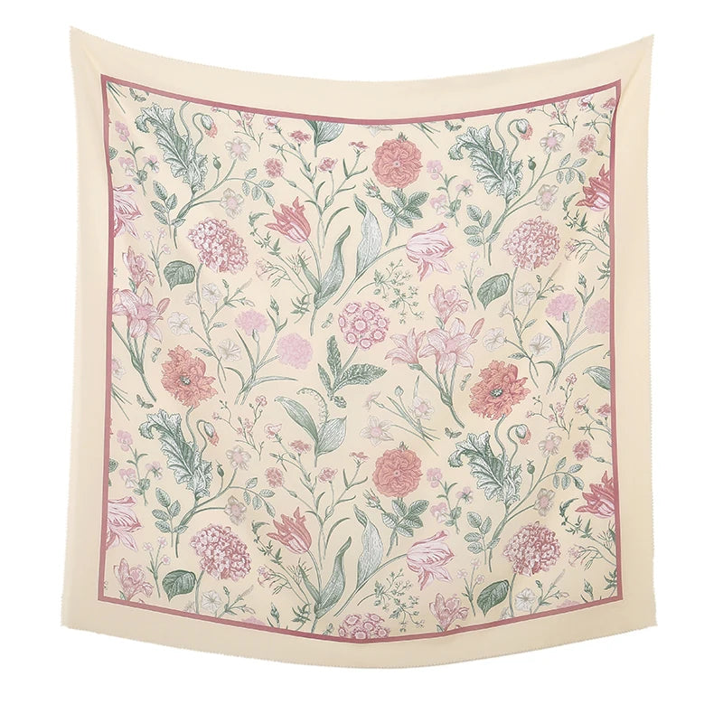 Wholesale 110*110cm Printed Viscose Scarf Malaysia Floral Square Hijabs Laser Edge Maldives Scarves Premium Muslim Woman Hijabs