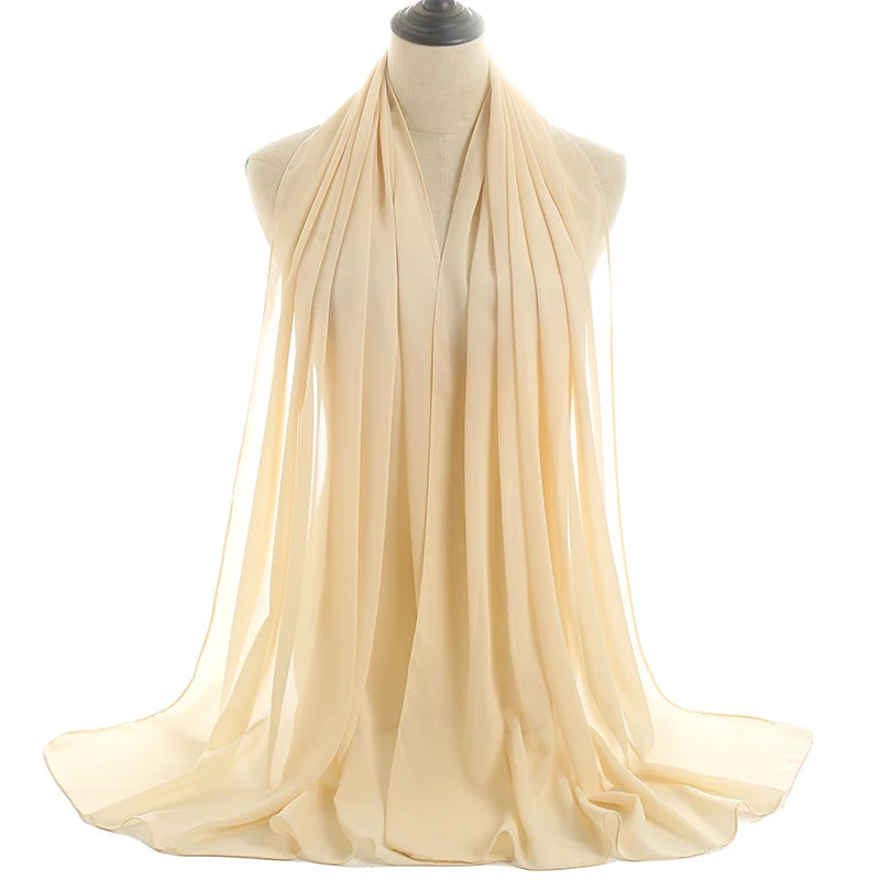 Ramadan Muslim Chiffon Hijabs For Woman Plain Color Headscarf Long Shawl Scarf Women Jersey Hijabs Ladies Islam Voile Hijab