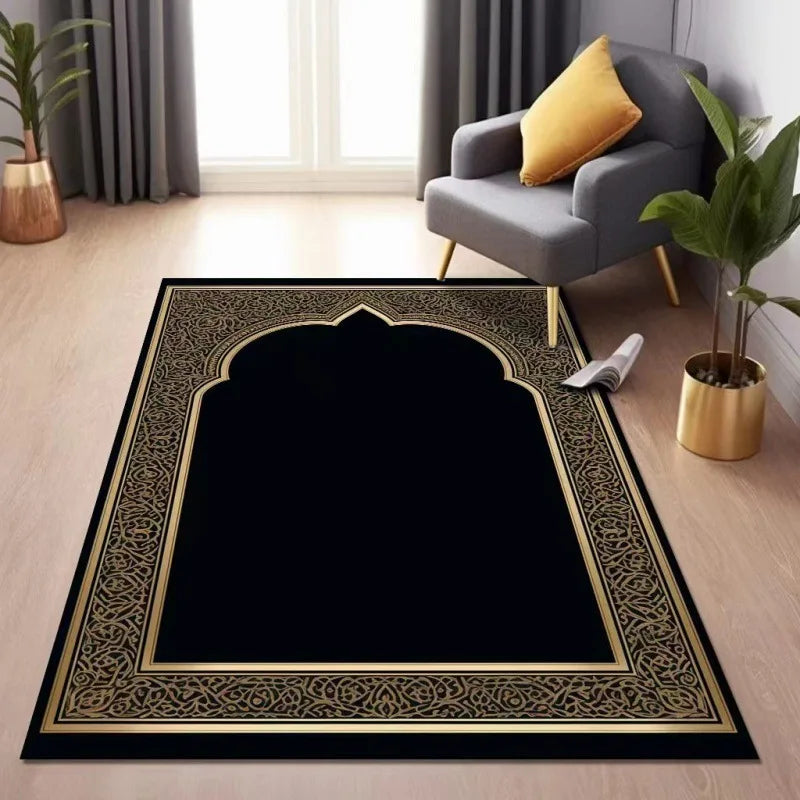 Vikama Ethnic Style Worship Carpet Crystal Velvet Kneeling Mat Non-Slip Wear Resistant Prayer Carpet Home Decoration