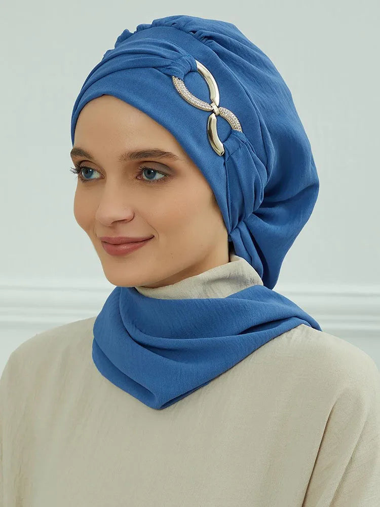 Ramadan Muslim Inner Hijabs For Woman Turban Hijabs With Cap Islamic Muslim Jersey Head Scarf Headwraps Muslim Women Clothing