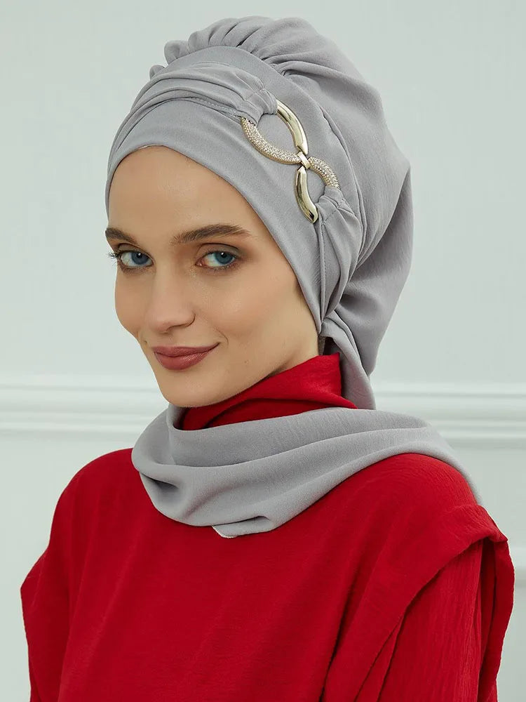 Ramadan Muslim Inner Hijabs For Woman Turban Hijabs With Cap Islamic Muslim Jersey Head Scarf Headwraps Muslim Women Clothing