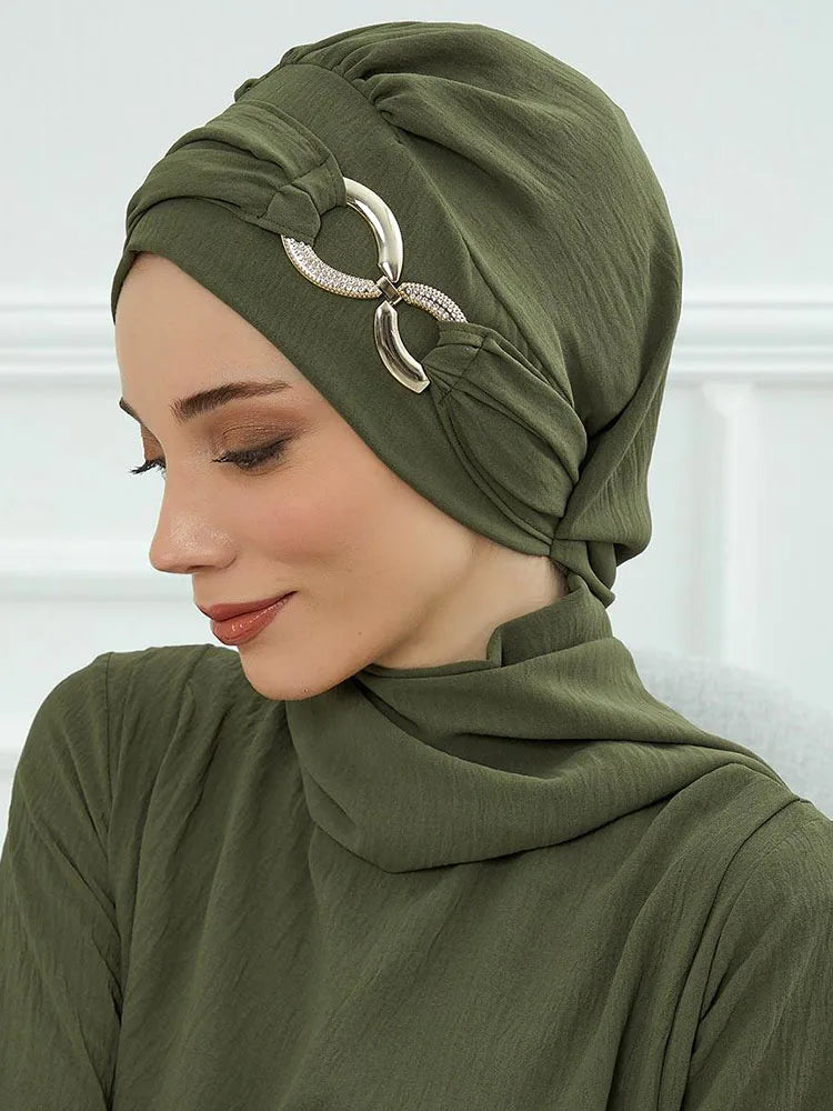 Ramadan Muslim Inner Hijabs For Woman Turban Hijabs With Cap Islamic Muslim Jersey Head Scarf Headwraps Muslim Women Clothing
