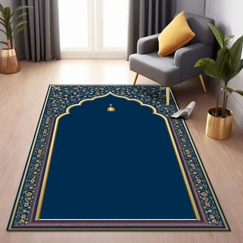 Vikama Ethnic Style Worship Carpet Crystal Velvet Kneeling Mat Non-Slip Wear Resistant Prayer Carpet Home Decoration