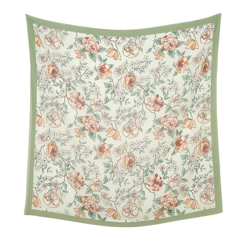 Wholesale 110*110cm Printed Viscose Scarf Malaysia Floral Square Hijabs Laser Edge Maldives Scarves Premium Muslim Woman Hijabs