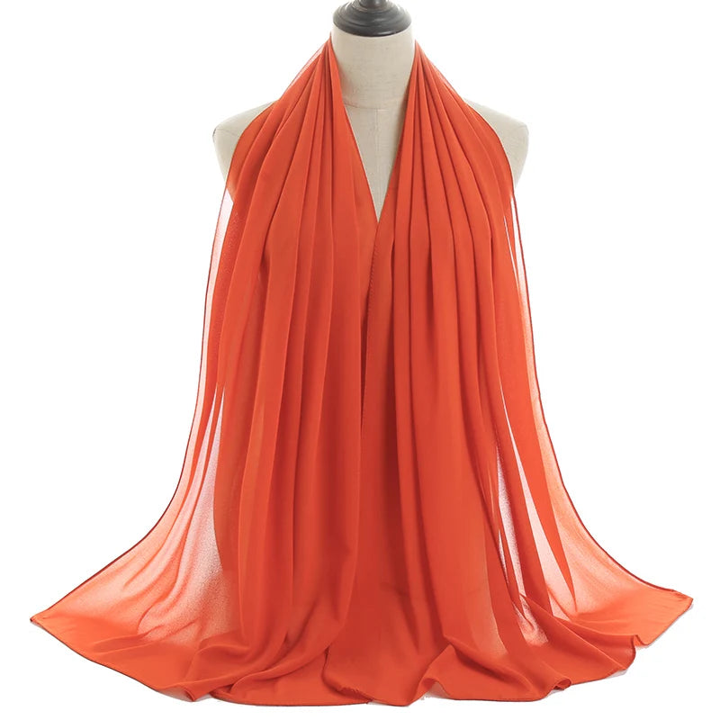 Ramadan Muslim Chiffon Hijabs For Woman Plain Color Headscarf Long Shawl Scarf Women Jersey Hijabs Ladies Islam Voile Hijab