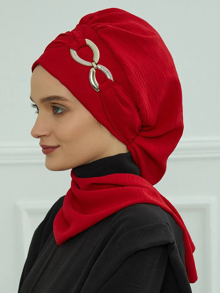 Ramadan Muslim Inner Hijabs For Woman Turban Hijabs With Cap Islamic Muslim Jersey Head Scarf Headwraps Muslim Women Clothing