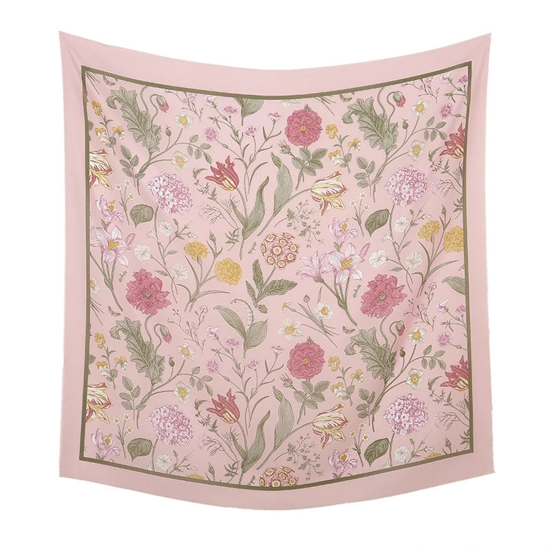 Wholesale 110*110cm Printed Viscose Scarf Malaysia Floral Square Hijabs Laser Edge Maldives Scarves Premium Muslim Woman Hijabs