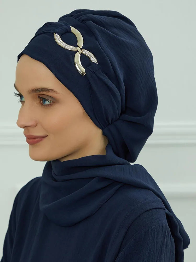 Ramadan Muslim Inner Hijabs For Woman Turban Hijabs With Cap Islamic Muslim Jersey Head Scarf Headwraps Muslim Women Clothing