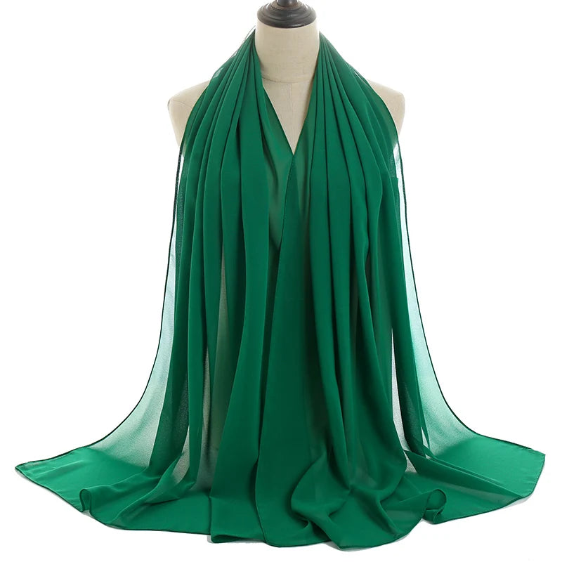 Ramadan Muslim Chiffon Hijabs For Woman Plain Color Headscarf Long Shawl Scarf Women Jersey Hijabs Ladies Islam Voile Hijab