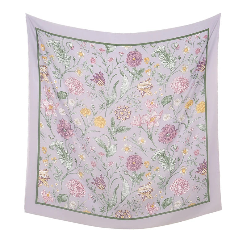 Wholesale 110*110cm Printed Viscose Scarf Malaysia Floral Square Hijabs Laser Edge Maldives Scarves Premium Muslim Woman Hijabs
