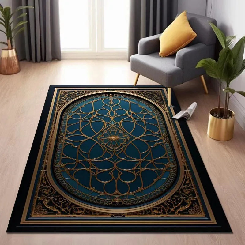 Vikama Ethnic Style Worship Carpet Crystal Velvet Kneeling Mat Non-Slip Wear Resistant Prayer Carpet Home Decoration