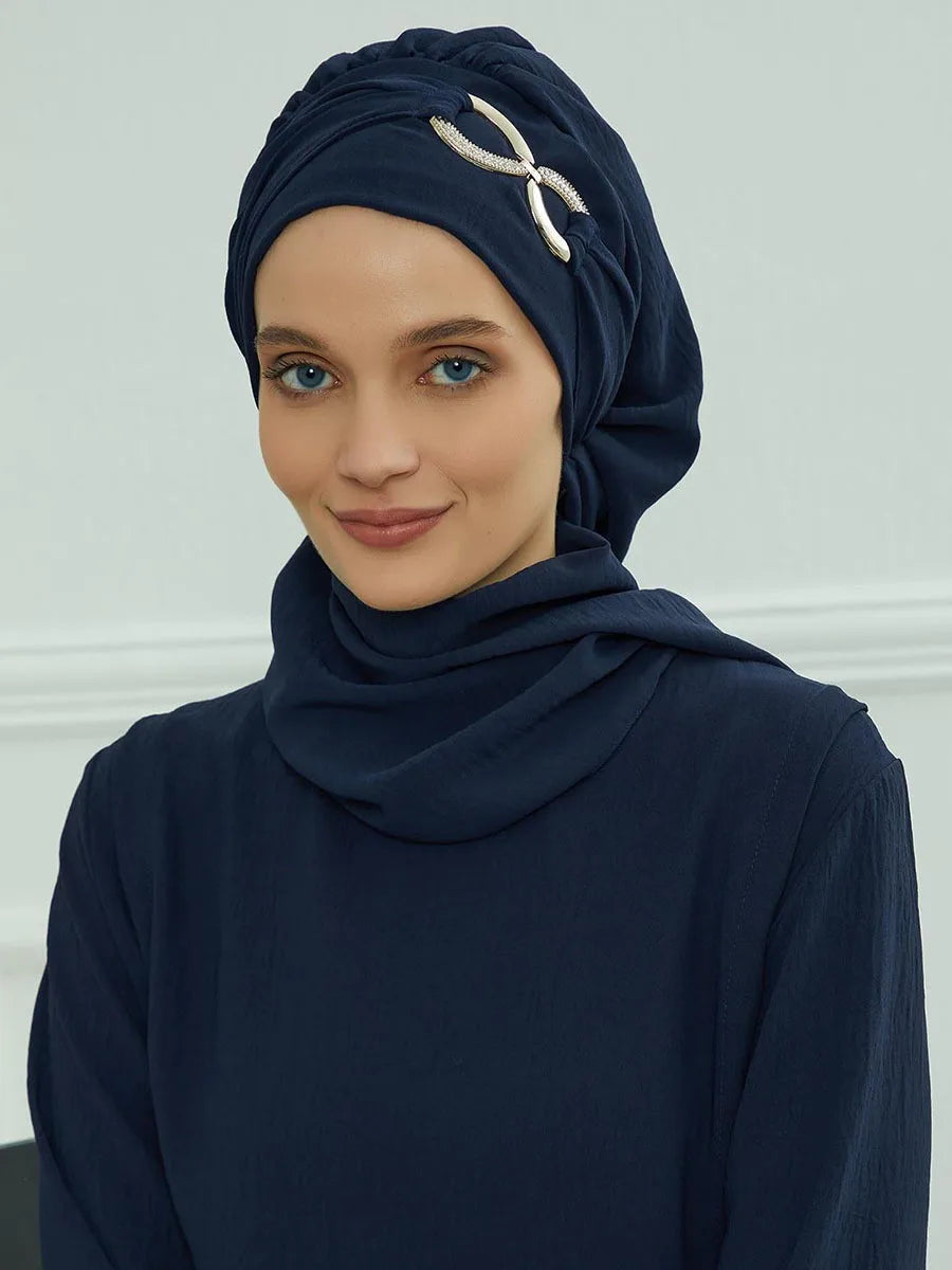 Ramadan Muslim Inner Hijabs For Woman Turban Hijabs With Cap Islamic Muslim Jersey Head Scarf Headwraps Muslim Women Clothing