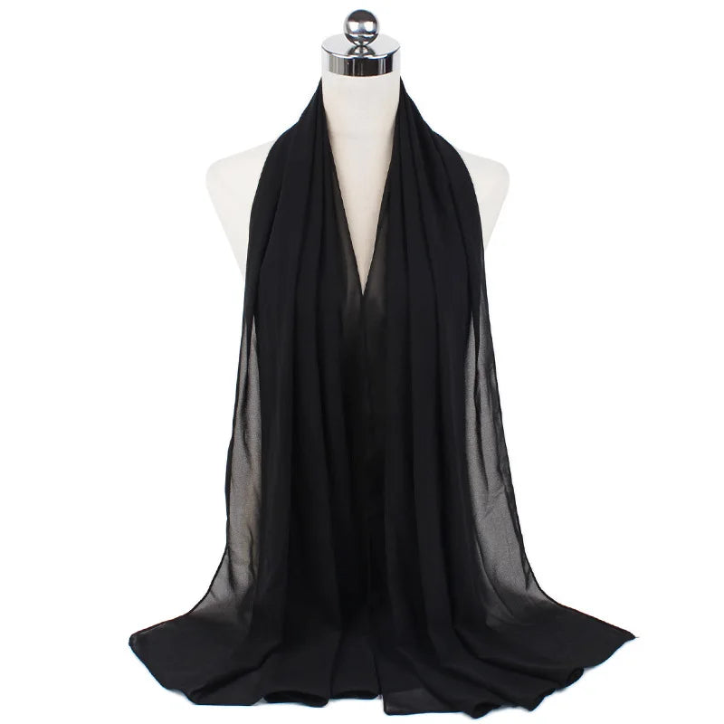 Muslim Chiffon Hijab Scarf Women Long Solid Color Head Wrap For Women Hijabs Scarves Ladies Muslim Veil Jersey Hijabs