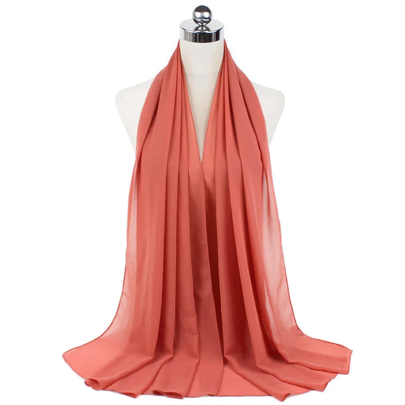 Muslim Chiffon Hijab Scarf Women Long Solid Color Head Wrap For Women Hijabs Scarves Ladies Muslim Veil Jersey Hijabs