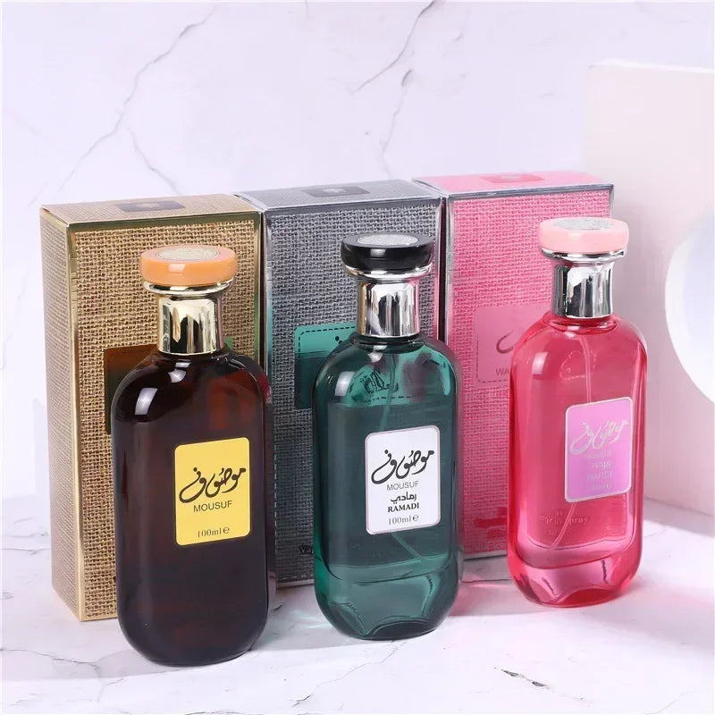 The 100 - ml original Dubai MOUSUF Arabian perfume is a unisex light fragrance. It combines various scents like