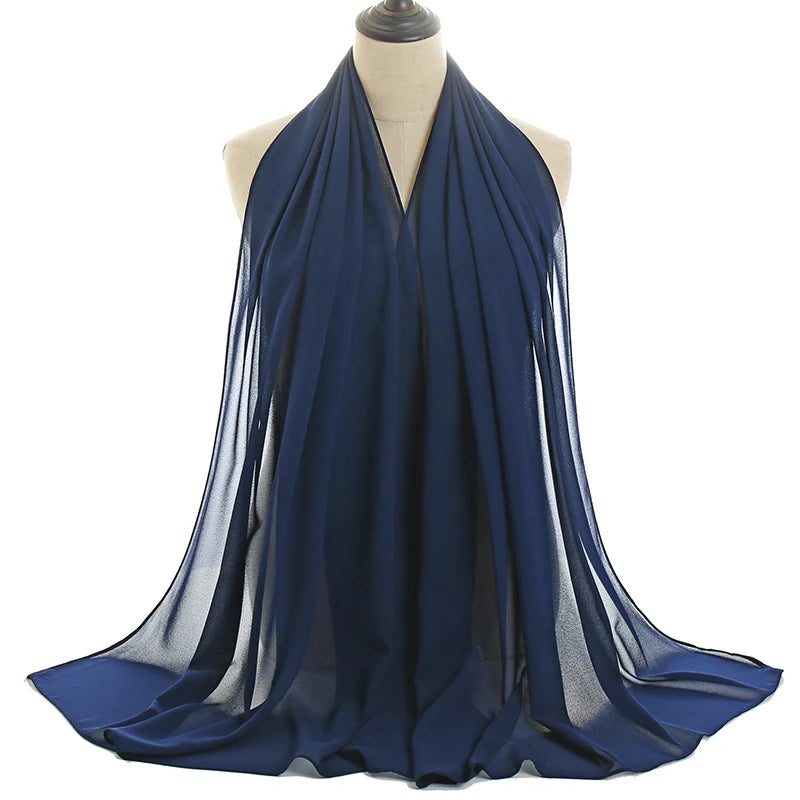 Ramadan Muslim Chiffon Hijabs For Woman Plain Color Headscarf Long Shawl Scarf Women Jersey Hijabs Ladies Islam Voile Hijab