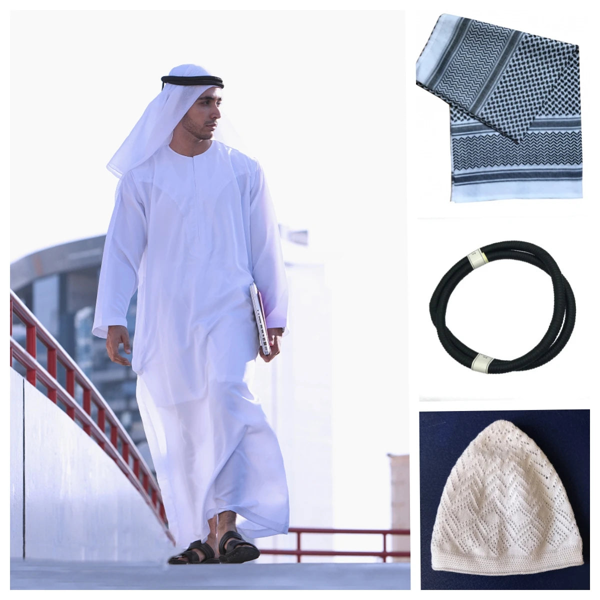 Dubai Jubba Thobe Kaftan  Headscarf