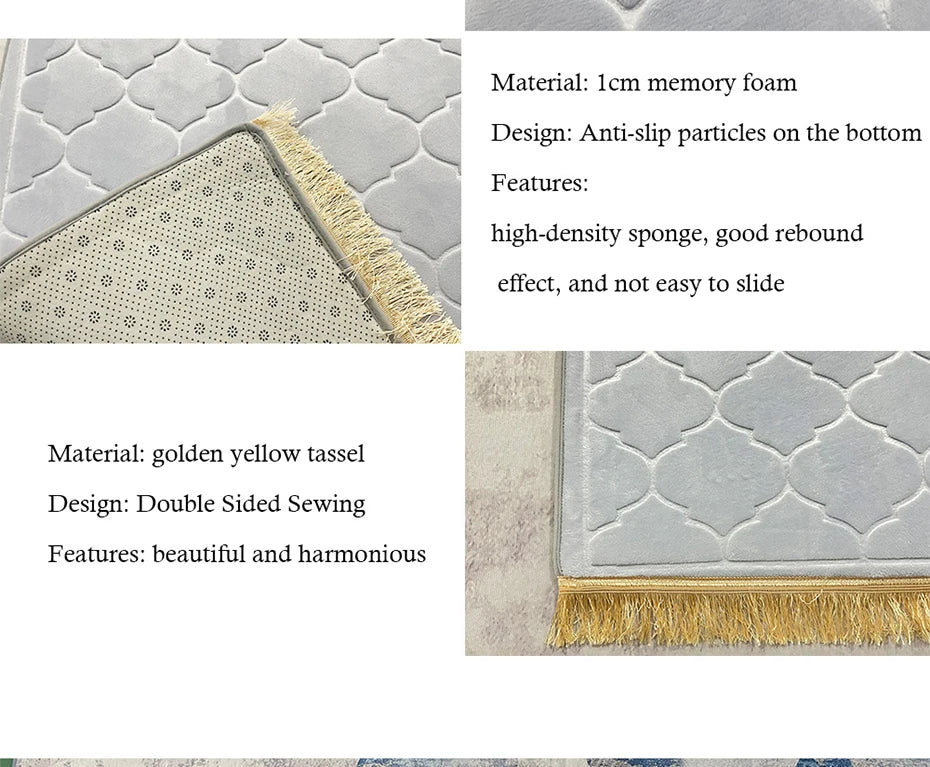 Muslim Prayer Rug Prayer Mat for Ramadan Flannel Carpet Portable Prayer Mat Worship Kneel Embossing Floor Carpets Non-slip Soft