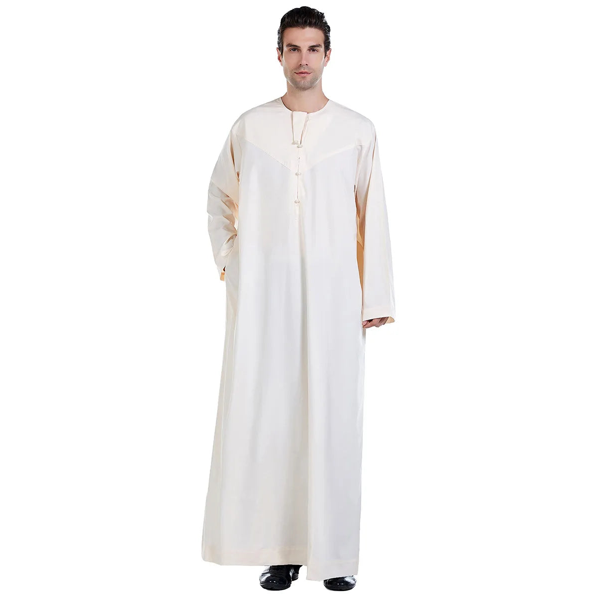 Dubai Men's  Thobe Robe Black White Long Sleever