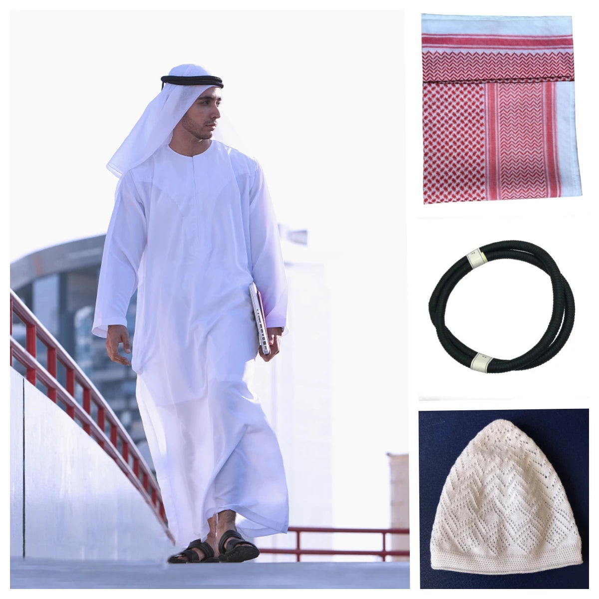 Dubai Jubba Thobe Kaftan  Headscarf