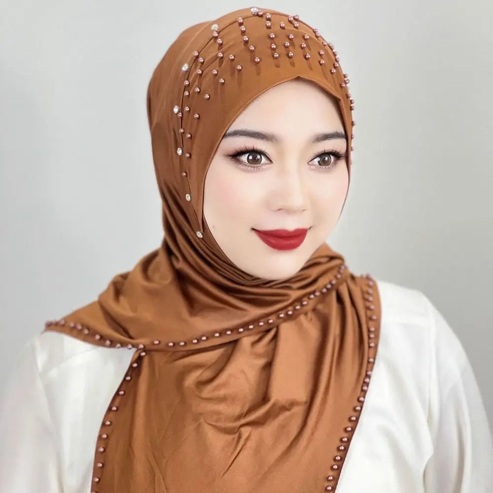 Comfortable Beaded Muslim Hijab