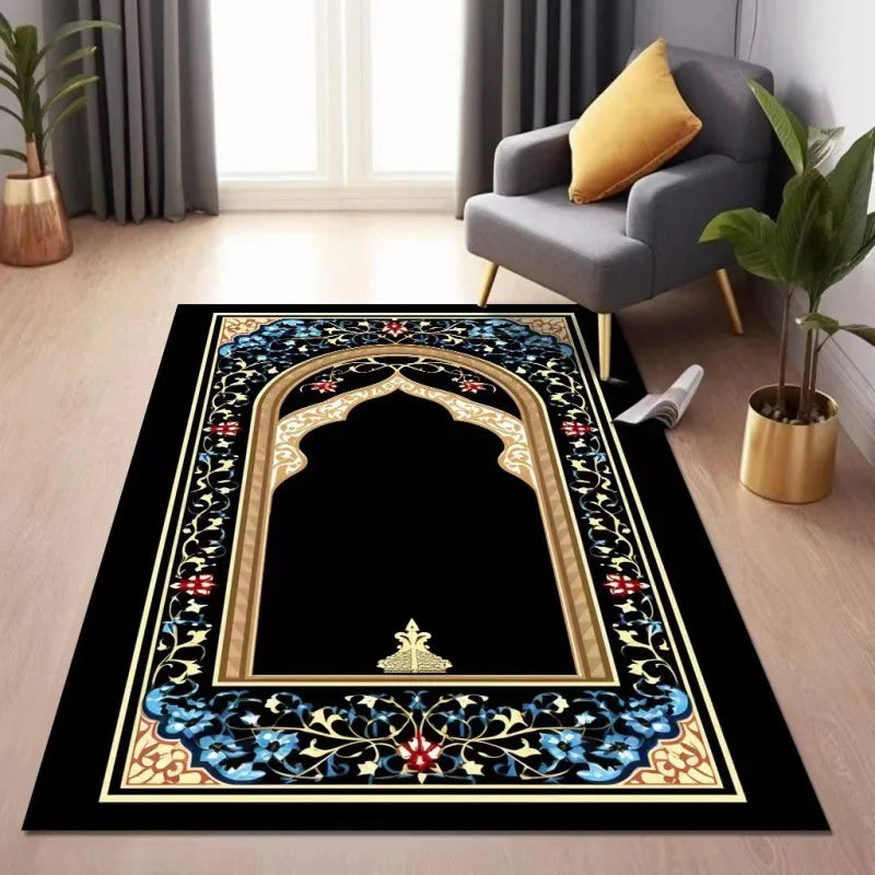 Vikama Ethnic Style Worship Carpet Crystal Velvet Kneeling Mat Non-Slip Wear Resistant Prayer Carpet Home Decoration