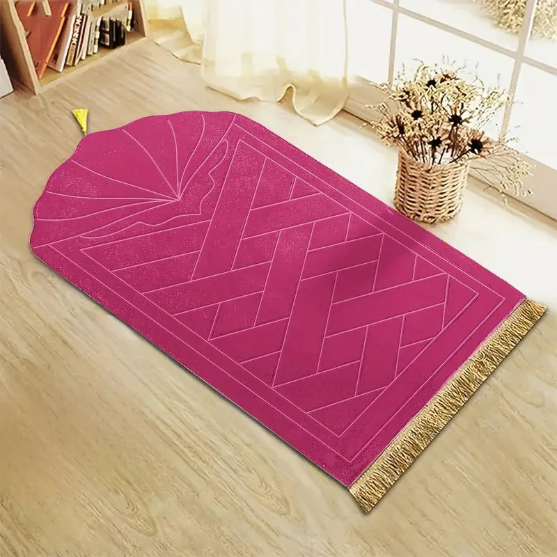 Thickened sponge prayer mat with tassel embossed prayer mat soft and easy to carry can be used in many scenes