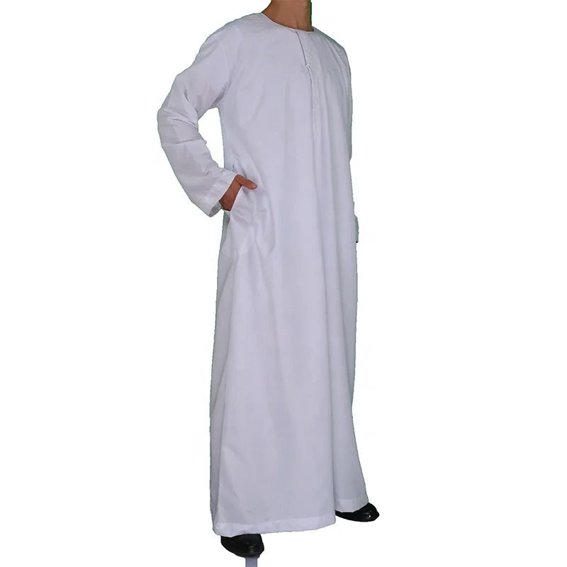 White Dubai Jubba Thobe Long Sleeve Robes