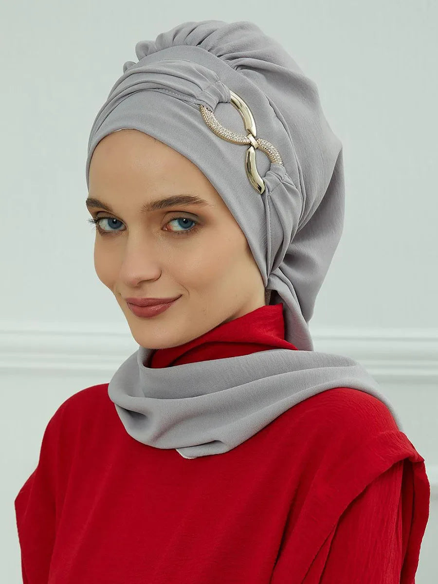 Ramadan Muslim Inner Hijabs For Woman  Turban Hijabs With Cap Islamic Muslim Jersey Head Scarf Headwraps Muslim Women Clothing
