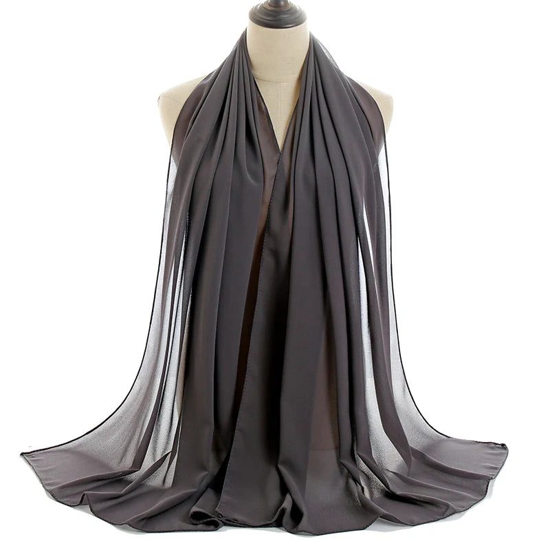 Ramadan Muslim Chiffon Hijabs For Woman Plain Color Headscarf Long Shawl Scarf Women Jersey Hijabs Ladies Islam Voile Hijab
