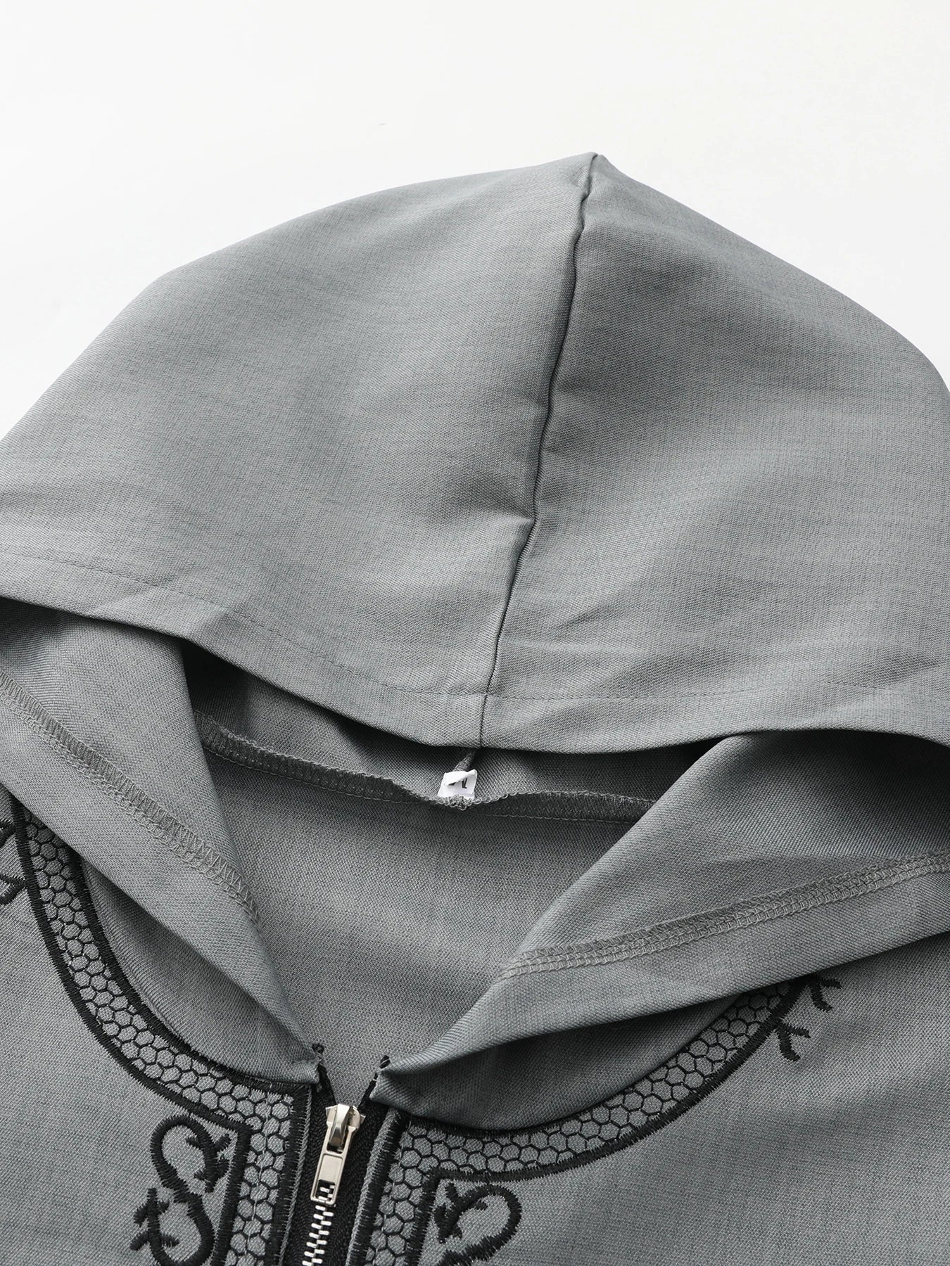 Men's Thobe Short-Sleeved Embroidered Hood